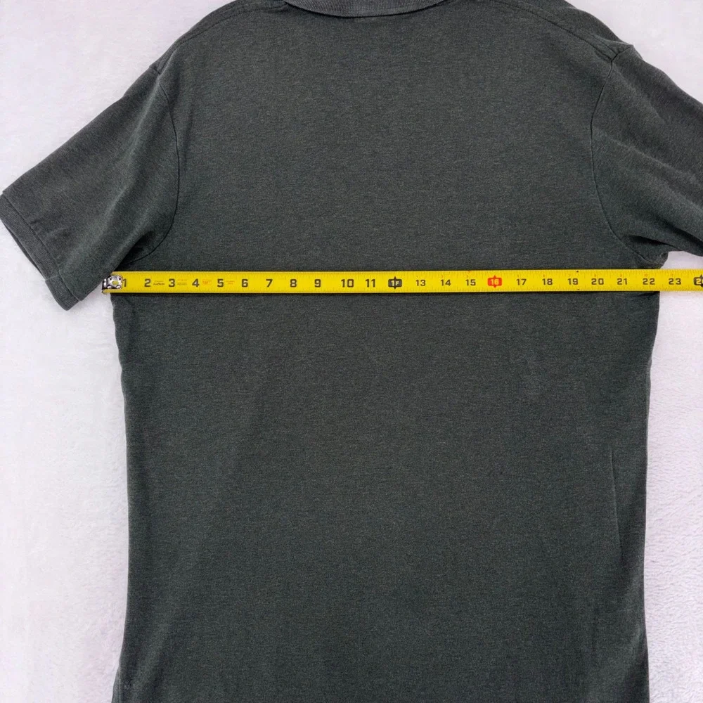 VTG Ralph Lauren Mens Large Forest Green Cotton Polo Shirt Maroon Pony Y2K Prep